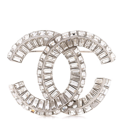 Chanel Baguette Crystal CC Brooch Silver 1 of 4