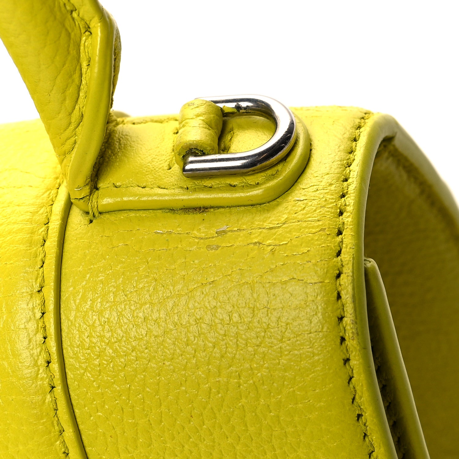 Balenciaga Grained Calfskin Small Hourglass Top Handle Bag Lime 12 of 16