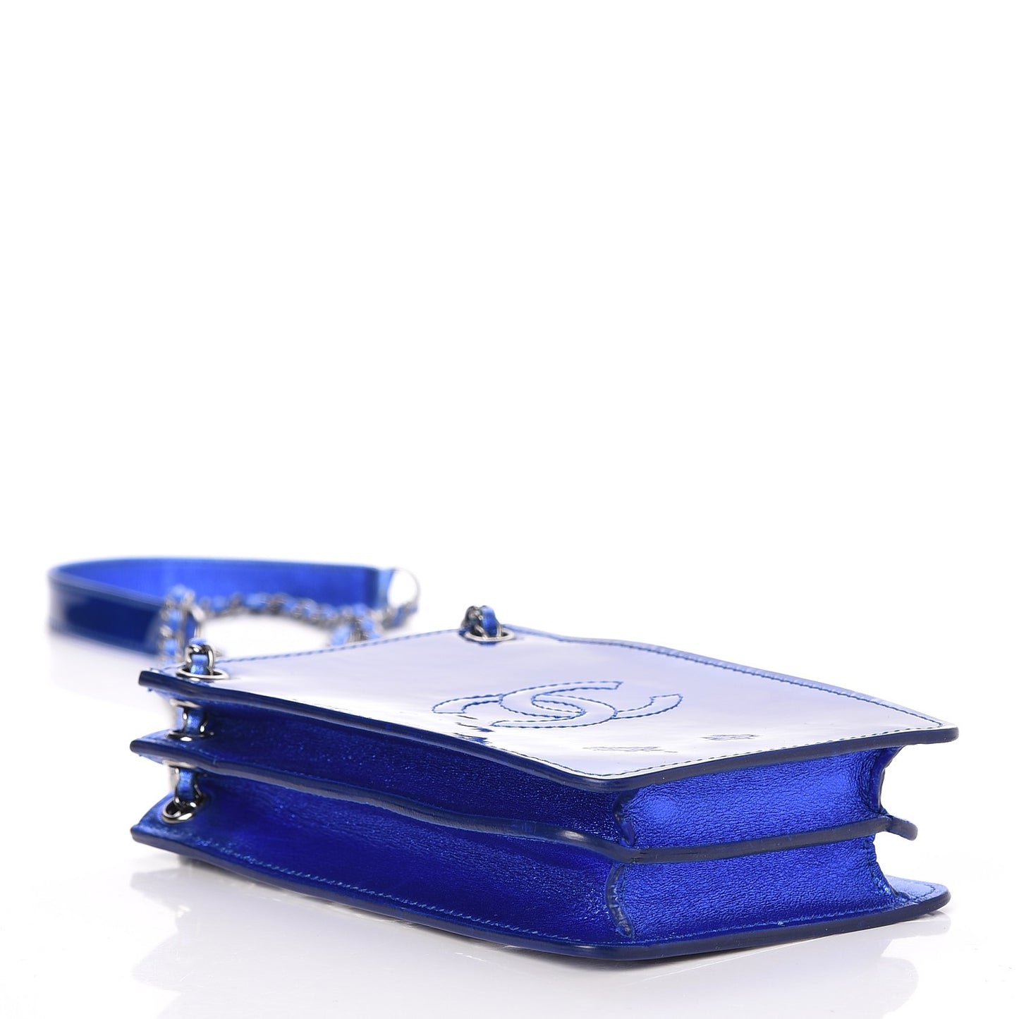 Metallic Patent Crossbody CC Phone Holder Blue