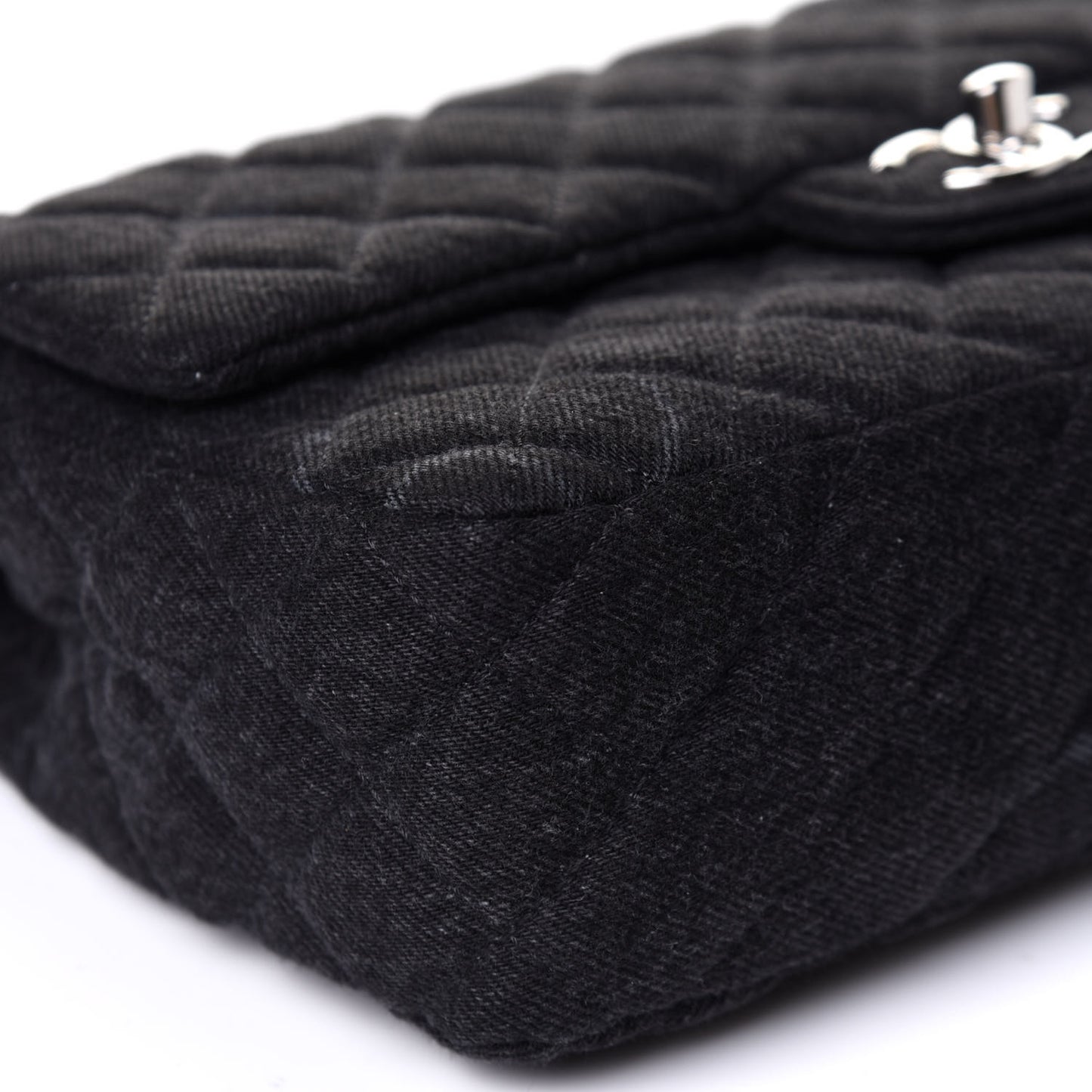 Denim Quilted CC Print Medium Single Flap Black
