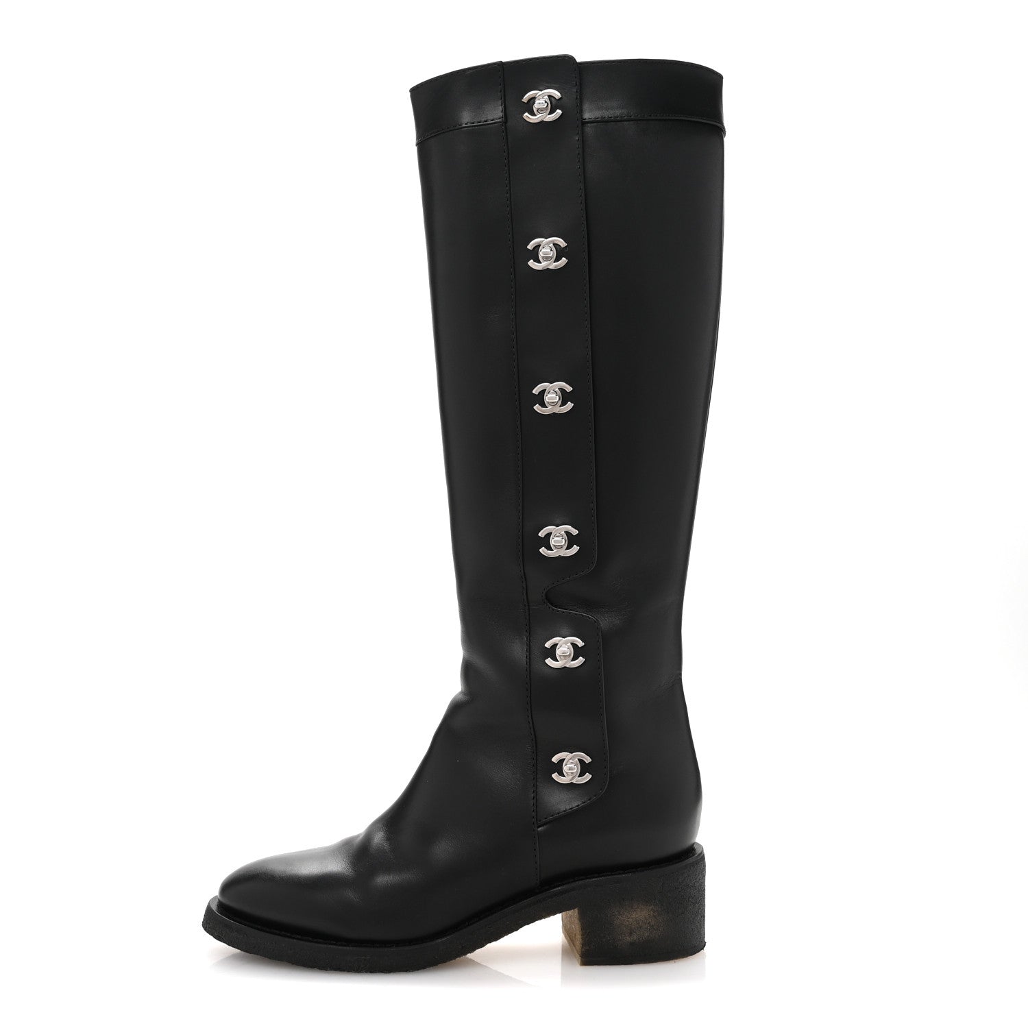 Chanel Calfskin CC Turnlock High Boots 40 Black 1 of 9