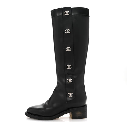 Chanel Calfskin CC Turnlock High Boots 40 Black 1 of 9