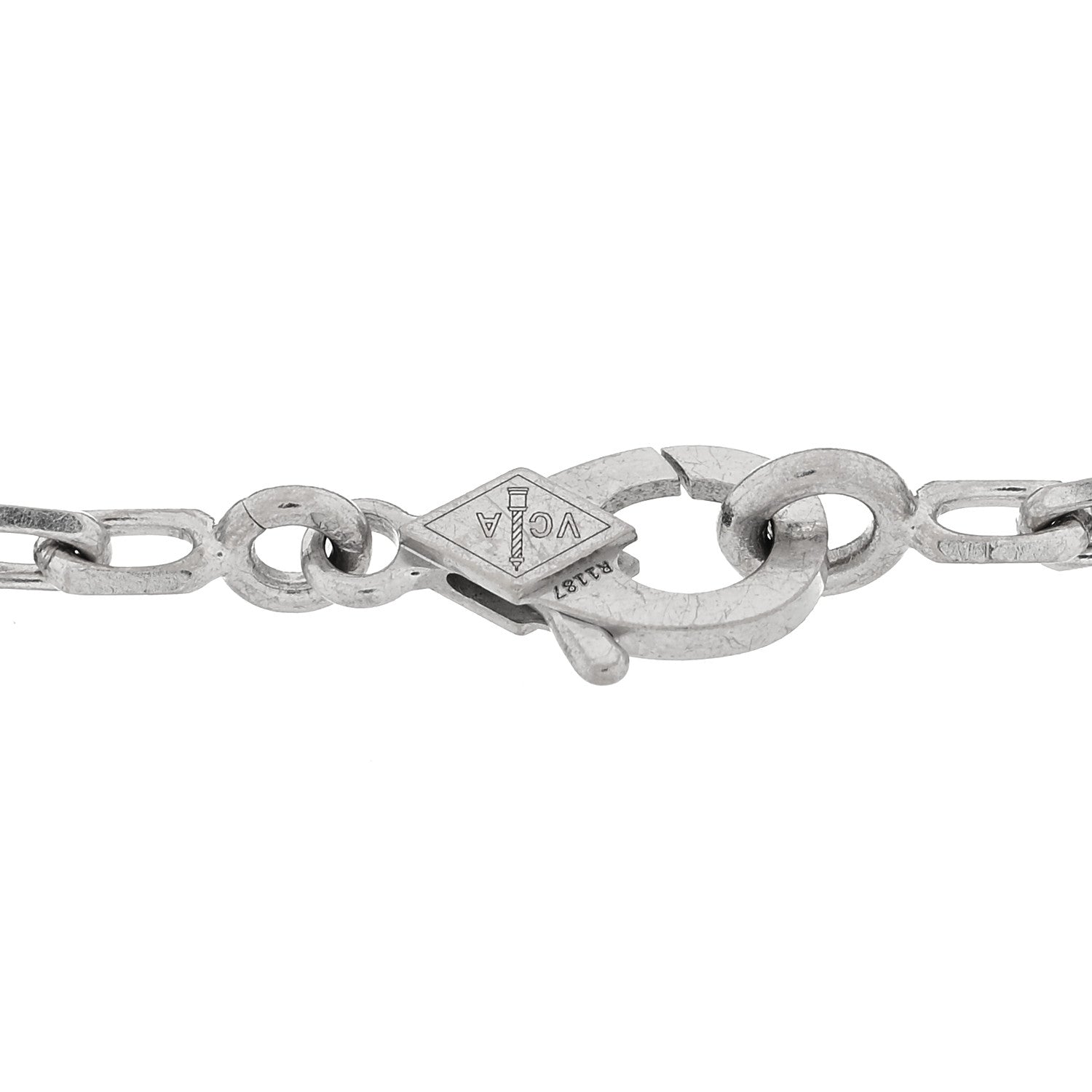 Van Cleef & Arpels 18K White Gold Chalcedony 5 Motifs Vintage Alhambra Bracelet 3 of 3