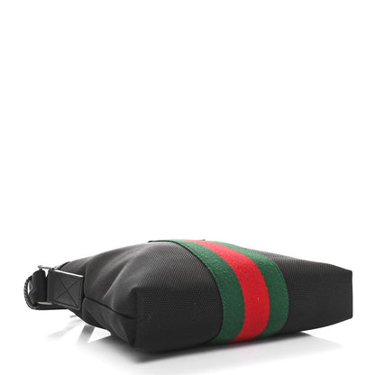 Gucci Techno Canvas Selleria Calfskin Web Small Flat Messenger Bag Black 4 of 10