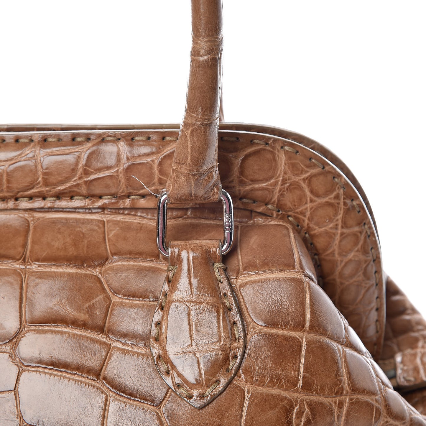 Crocodile Calfskin Romano Selleria Adele 1328 Bag Brown