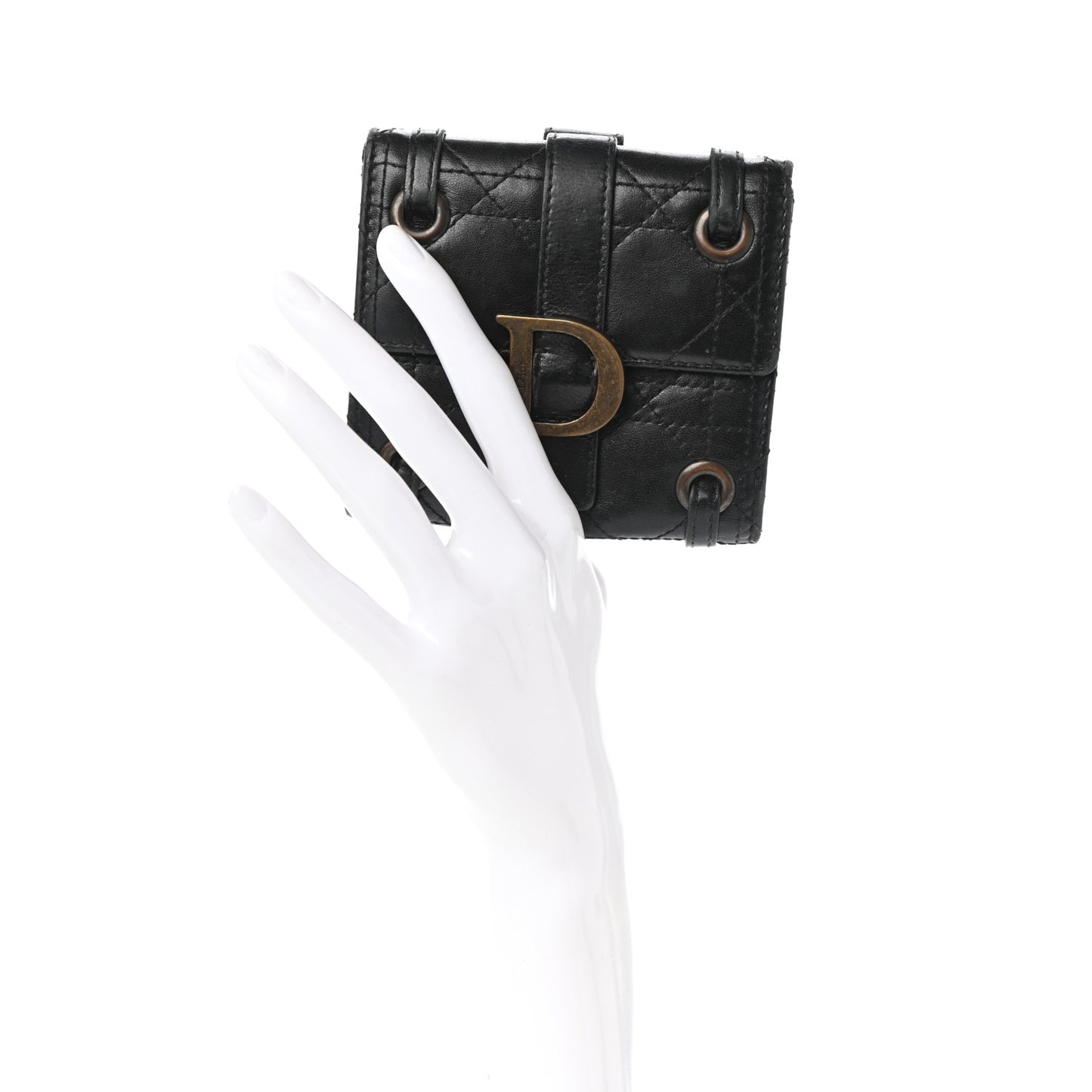 Lambskin Cannage D Flap Wallet Black