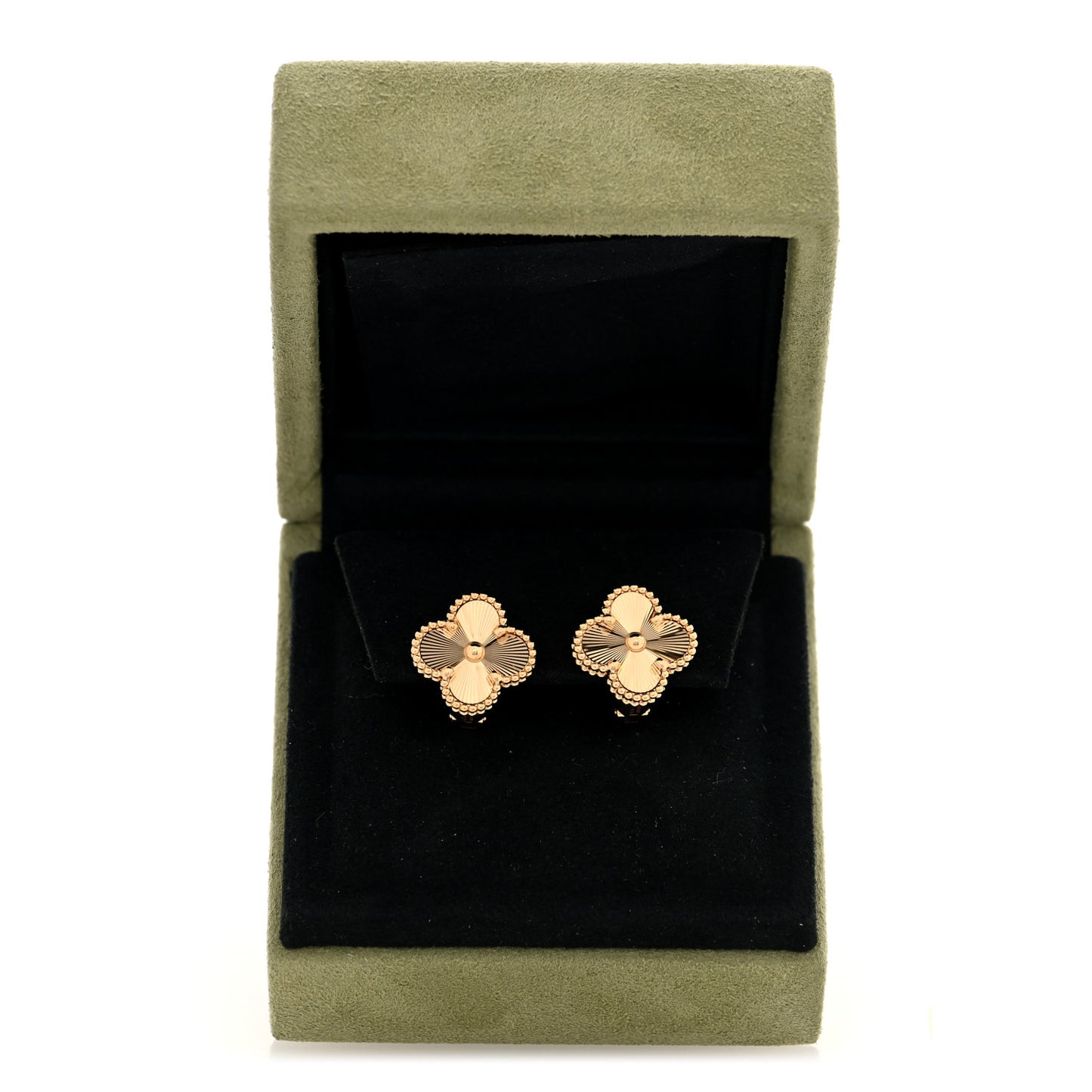 18K Yellow Gold Guilloche Vintage Alhambra Earrings
