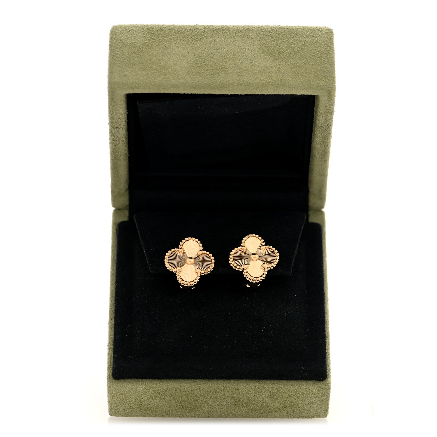Van Cleef & Arpels 18K Yellow Gold Guilloche Vintage Alhambra Earrings 5 of 5