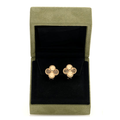 Van Cleef & Arpels 18K Yellow Gold Guilloche Vintage Alhambra Earrings 5 of 5