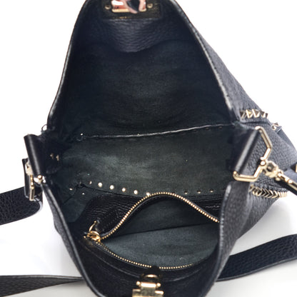 Valentino Garavani Pebbled Calfskin Small Rockstud Flip-Lock Messenger Bag Black 5 of 6