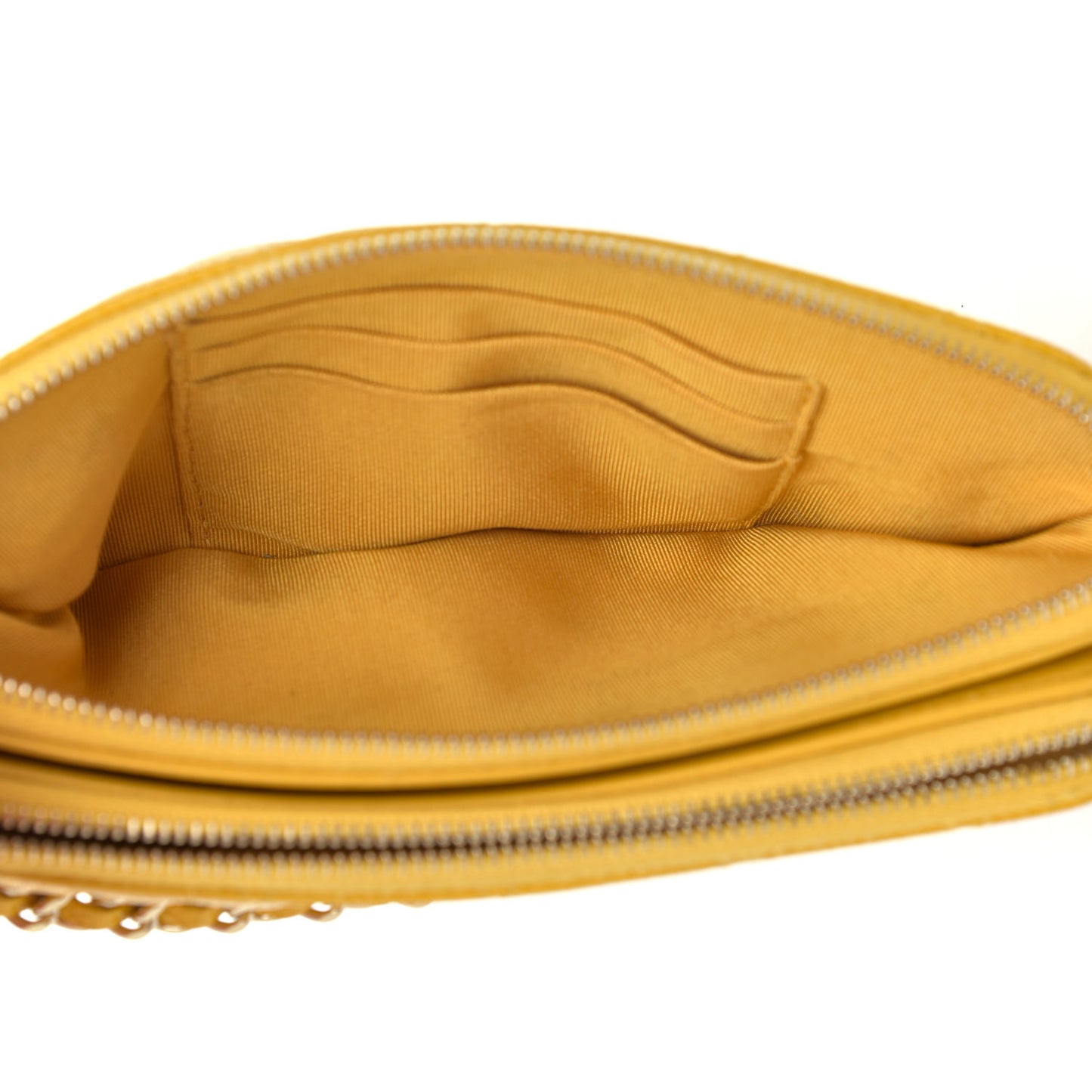 Caviar Quilted Small Clutch With Chain Yellow