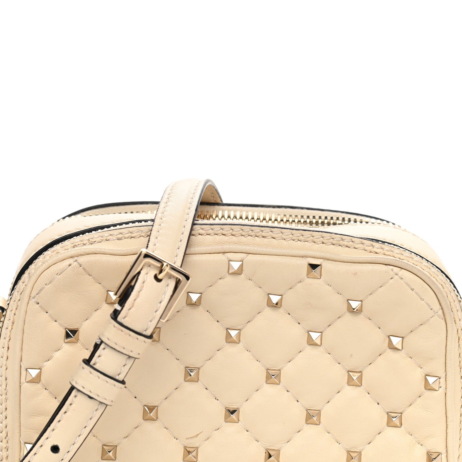 Valentino Garavani Nappa Rockstud Spike Double Zip Camera Crossbody Bag Light Ivory 8 of 16