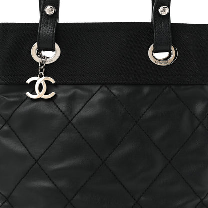 Chanel Coated Canvas Quilted Small Paris Biarritz Tote Black 8 of 10