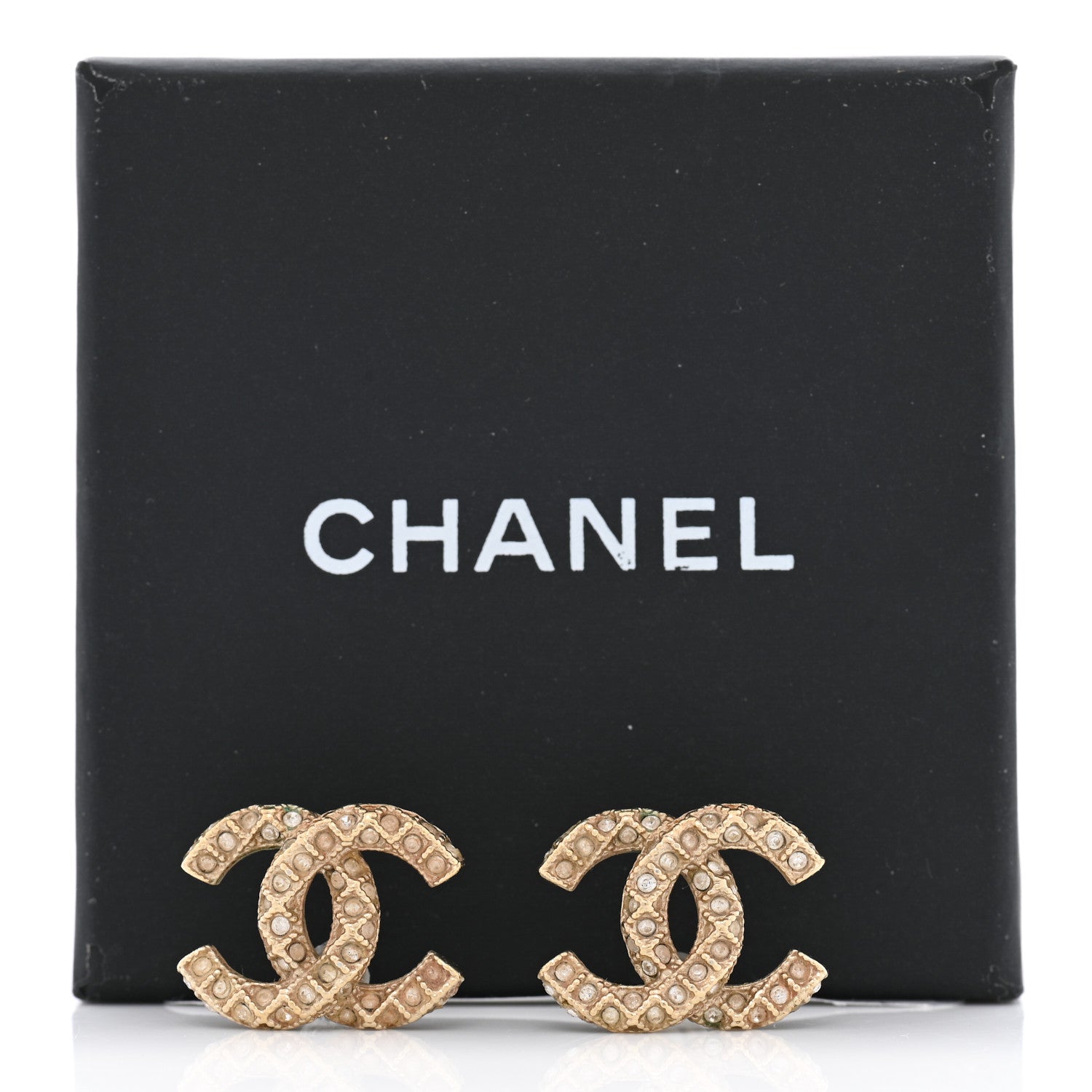 Chanel Crystal CC Earrings Gold 5 of 5