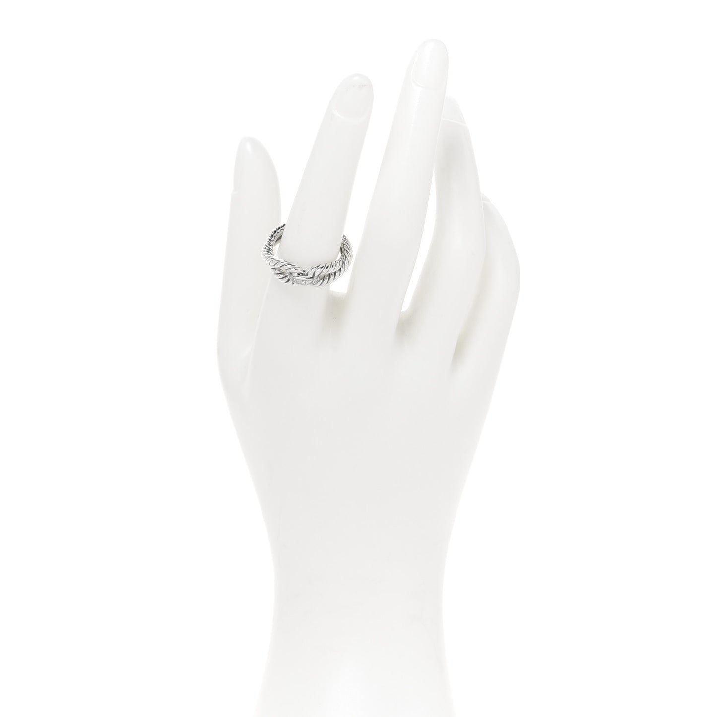 Sterling Silver Diamond Cable Loop Band Ring 56 7.5