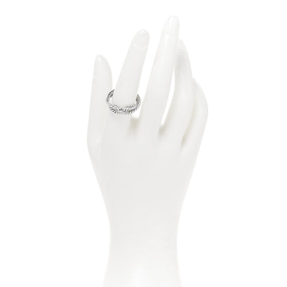 David Yurman Sterling Silver Diamond Cable Loop Band Ring 56 7.5 2 of 4