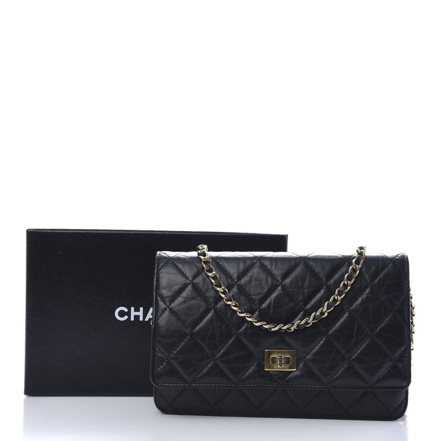 Chanel Aged Calfskin Quilted Reissue Wallet On Chain WOC Black 12 of 12
