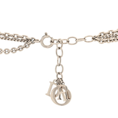 Christian Dior Metal Crystal Heart Charm Necklace Silver Pink 2 of 3