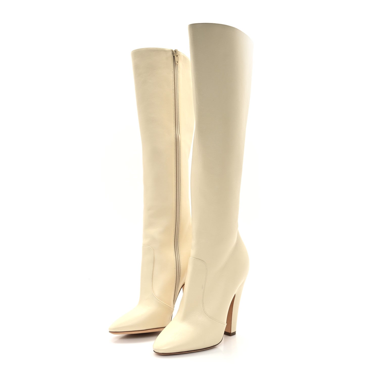 Saint Laurent Calfskin Knee High Skinny Boots 36 Eggshell 3 of 8