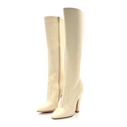 Saint Laurent Calfskin Knee High Skinny Boots 36 Eggshell 3 of 8