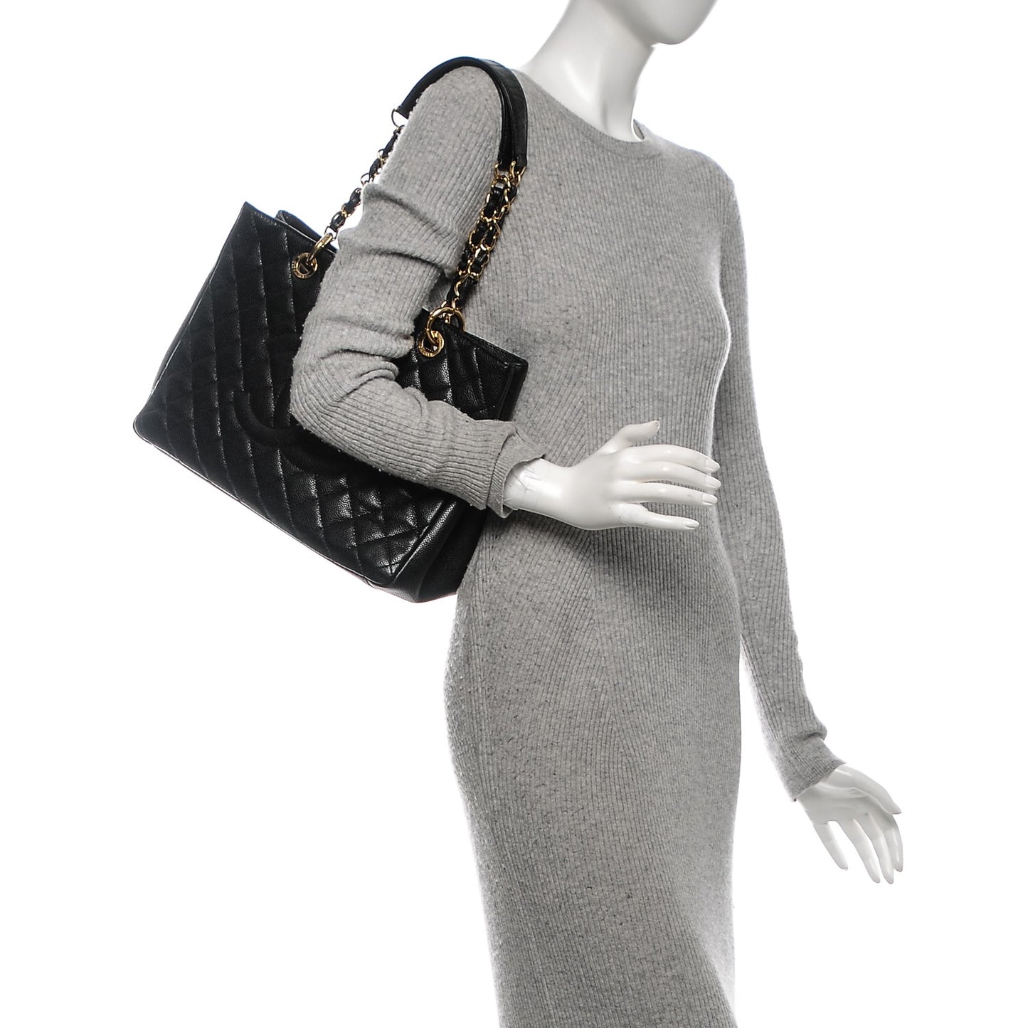 Caviar Quilted Grand Shopping Tote GST Black