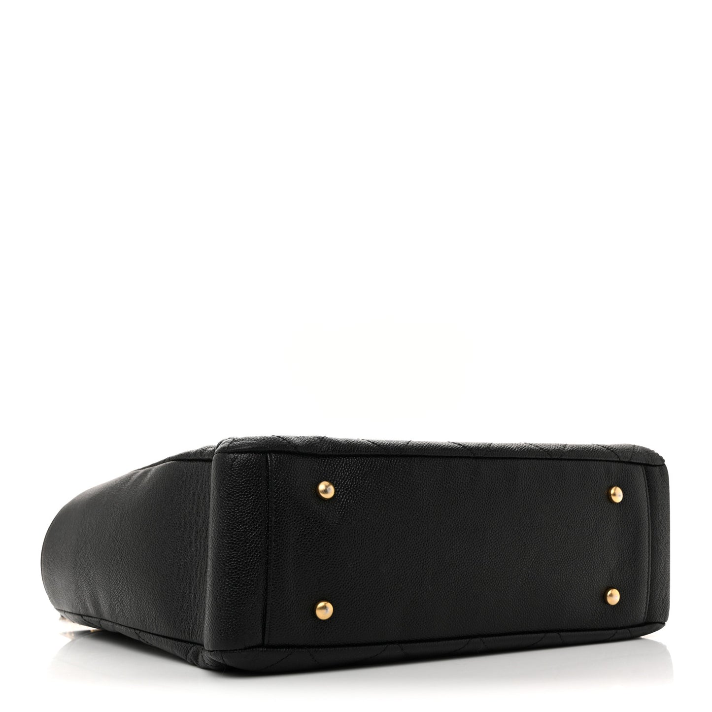 Caviar Quilted Small Trapezoid Chain Shopping Tote Black