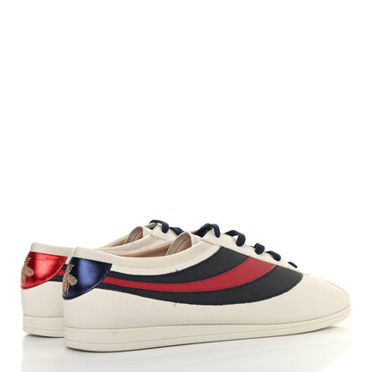 Gucci Calfskin Mens Web Falacer Sneakers 12 White Blue 2 of 4