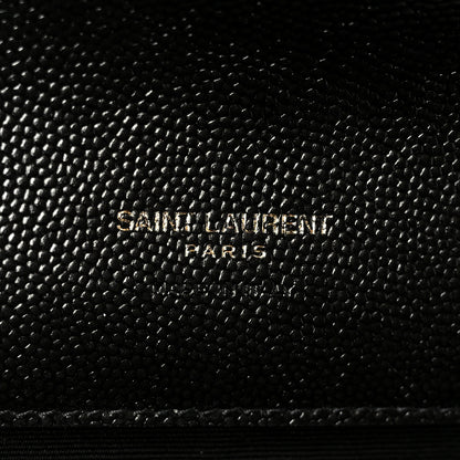 Saint Laurent Grain De Poudre Textured Mixed Matelasse Triquilt Monogram Clutch Black 6 of 9