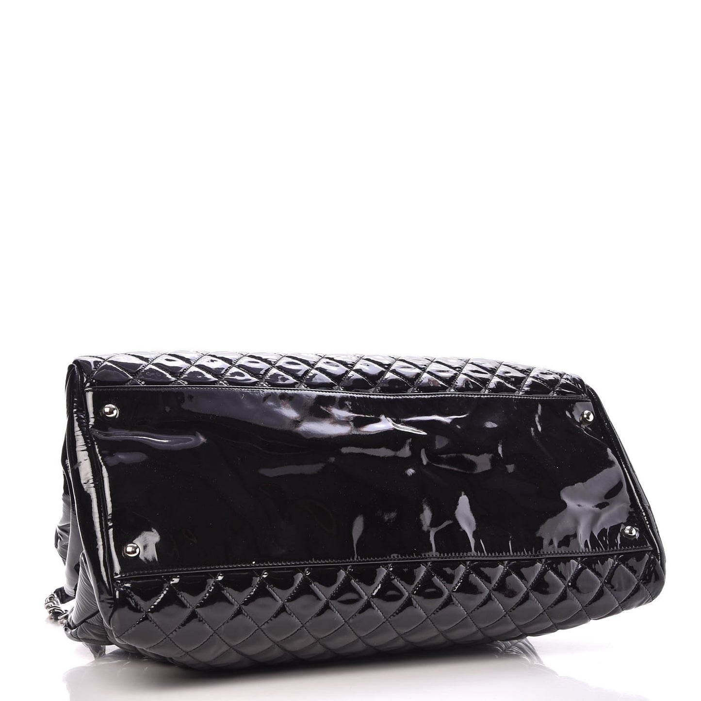 Patent Quilted Maxi Just Mademoiselle Bowling Bag Black