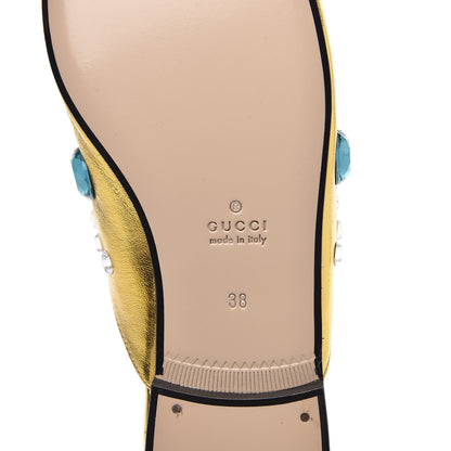 Gucci Metallic Nappa Crystal Womens Princetown Slippers 38 Gold 7 of 9