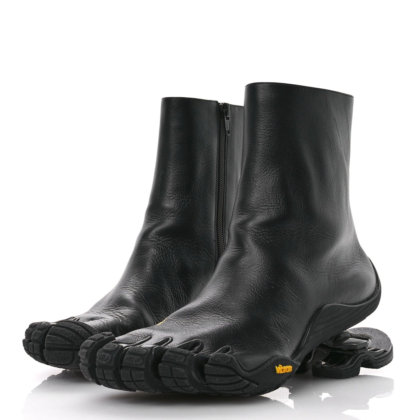 Soft Leather Toe Suspension Booties 39 Black