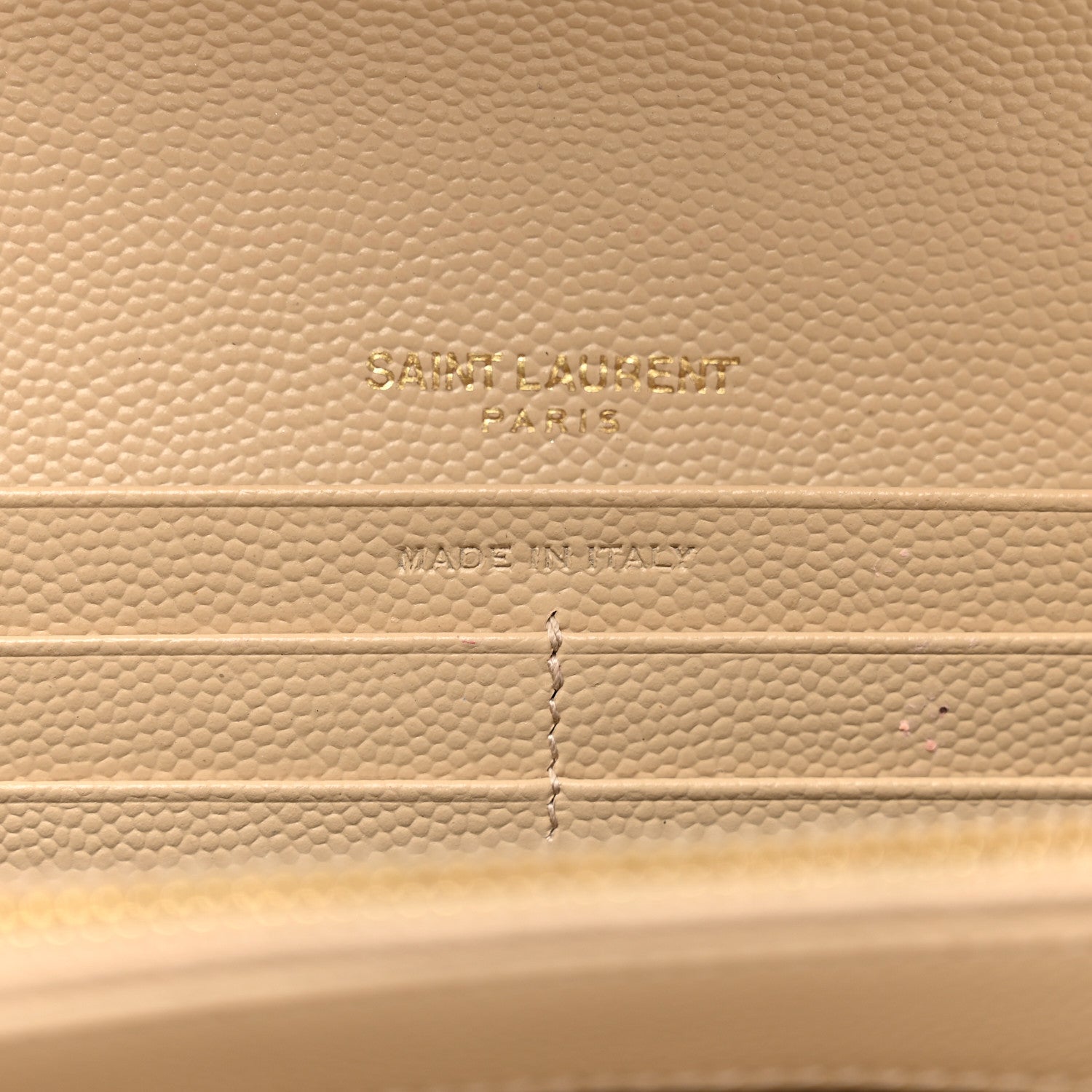 Saint Laurent Grain De Poudre Matelasse Chevron Monogram Flap Wallet Dark Beige 6 of 7