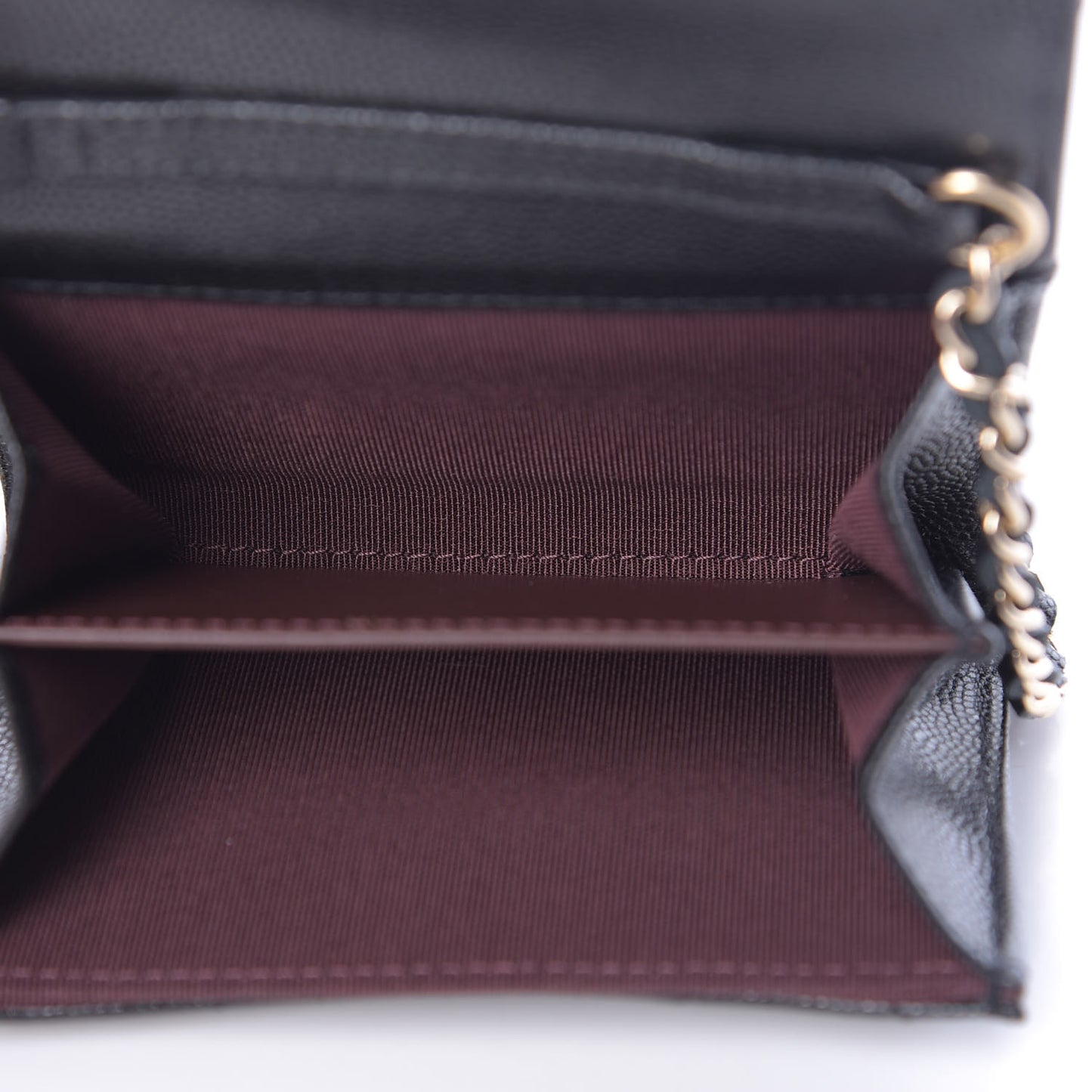 Caviar Quilted Flap Card Holder On Chain Black