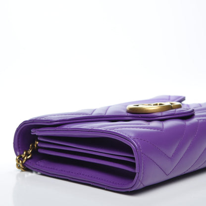 Gucci Calfskin Matelasse GG Marmont Chain Wallet Shine Purple 5 of 7