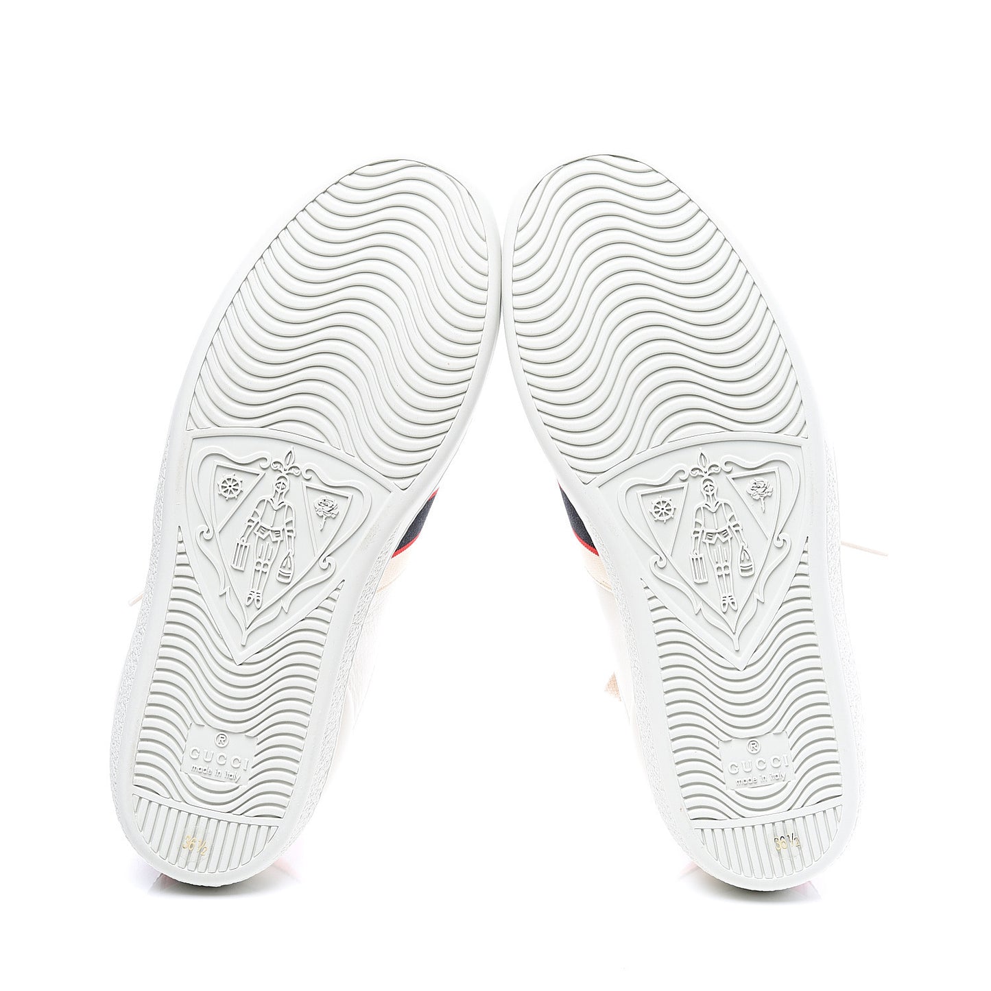 Calfskin Stripe Womens New Ace Sneakers 36.5 New Mystic White Ecru Red Flame