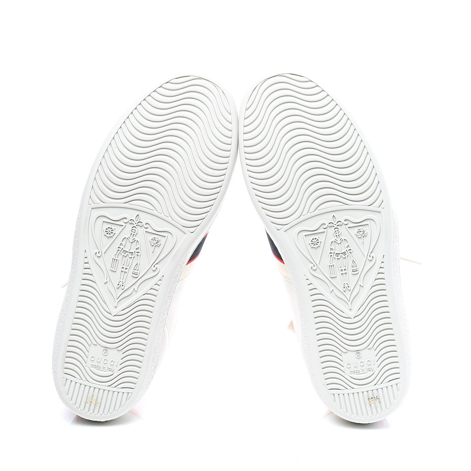 Gucci Calfskin Stripe Womens New Ace Sneakers 36.5 New Mystic White Ecru Red Flame 6 of 12