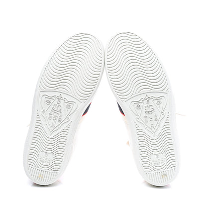 Gucci Calfskin Stripe Womens New Ace Sneakers 36.5 New Mystic White Ecru Red Flame 6 of 12