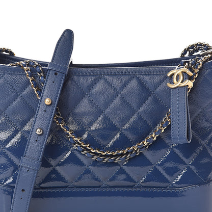 Chanel Patent Goatskin Quilted Medium Gabrielle Hobo Blue 8 of 10