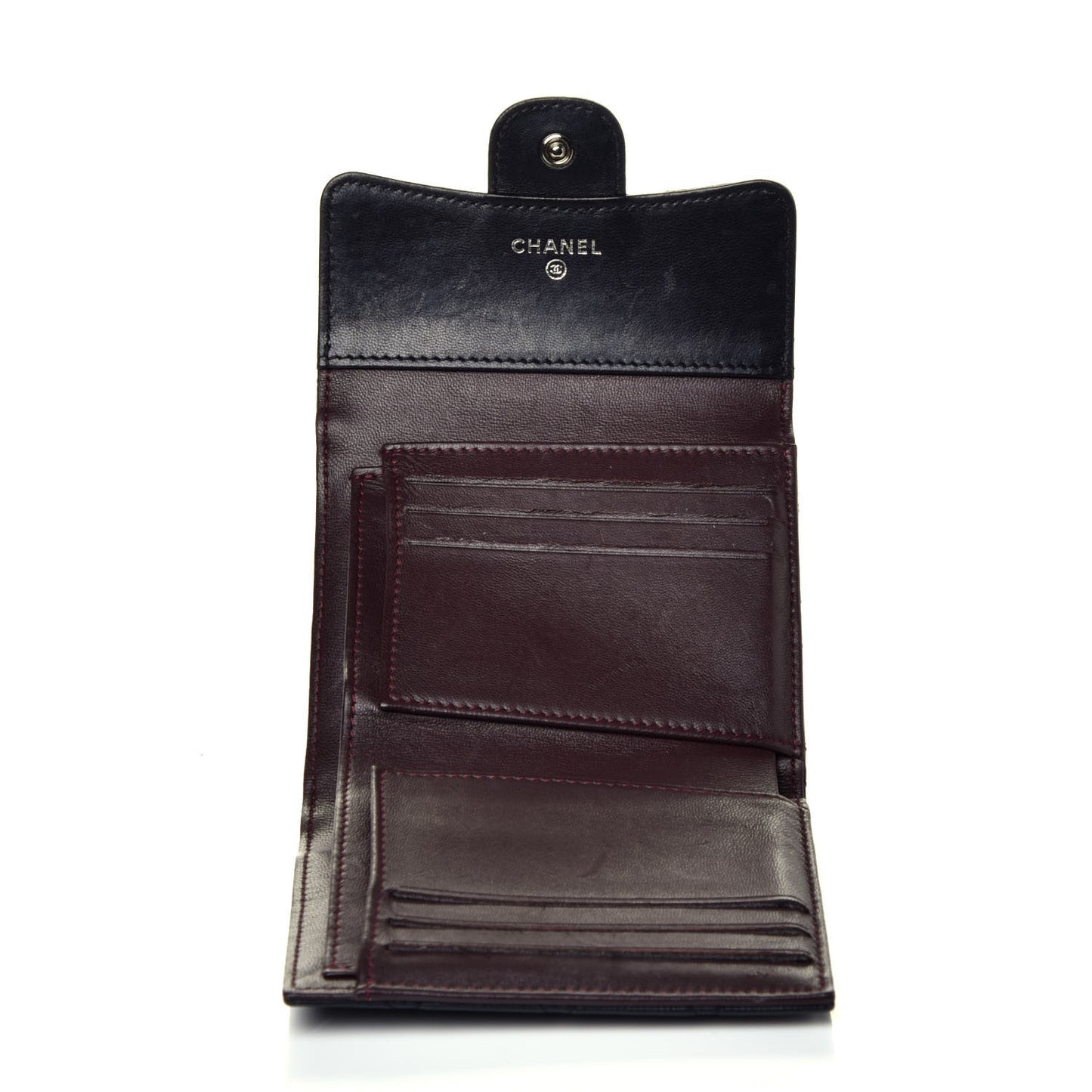 Lambskin Quilted Compact Flap Wallet Black