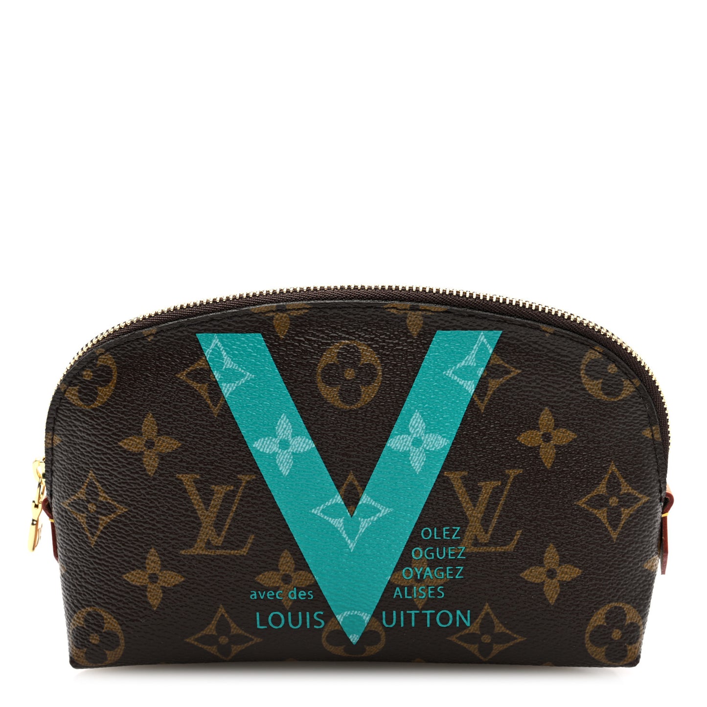 Monogram V Cosmetic Pouch Turquoise
