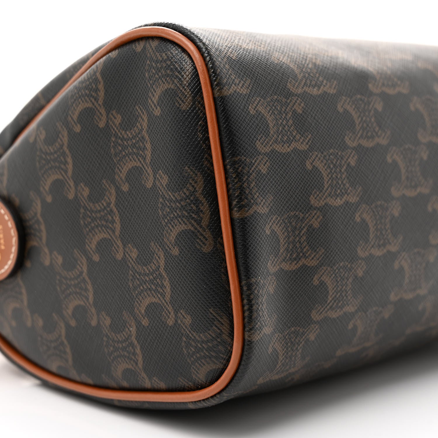 Celine Triomphe Canvas Calfskin Small Boston Bag Tan 8 of 9