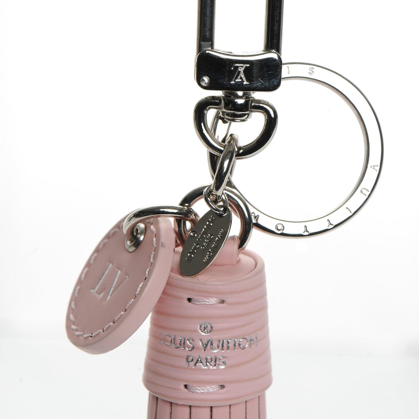 Epi Calfskin Lambskin Tassel Bag Charm Pink