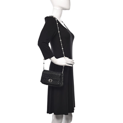 Miu Miu Nappa Matelasse Crystal Pearl Flap Clutch Black 2 of 10