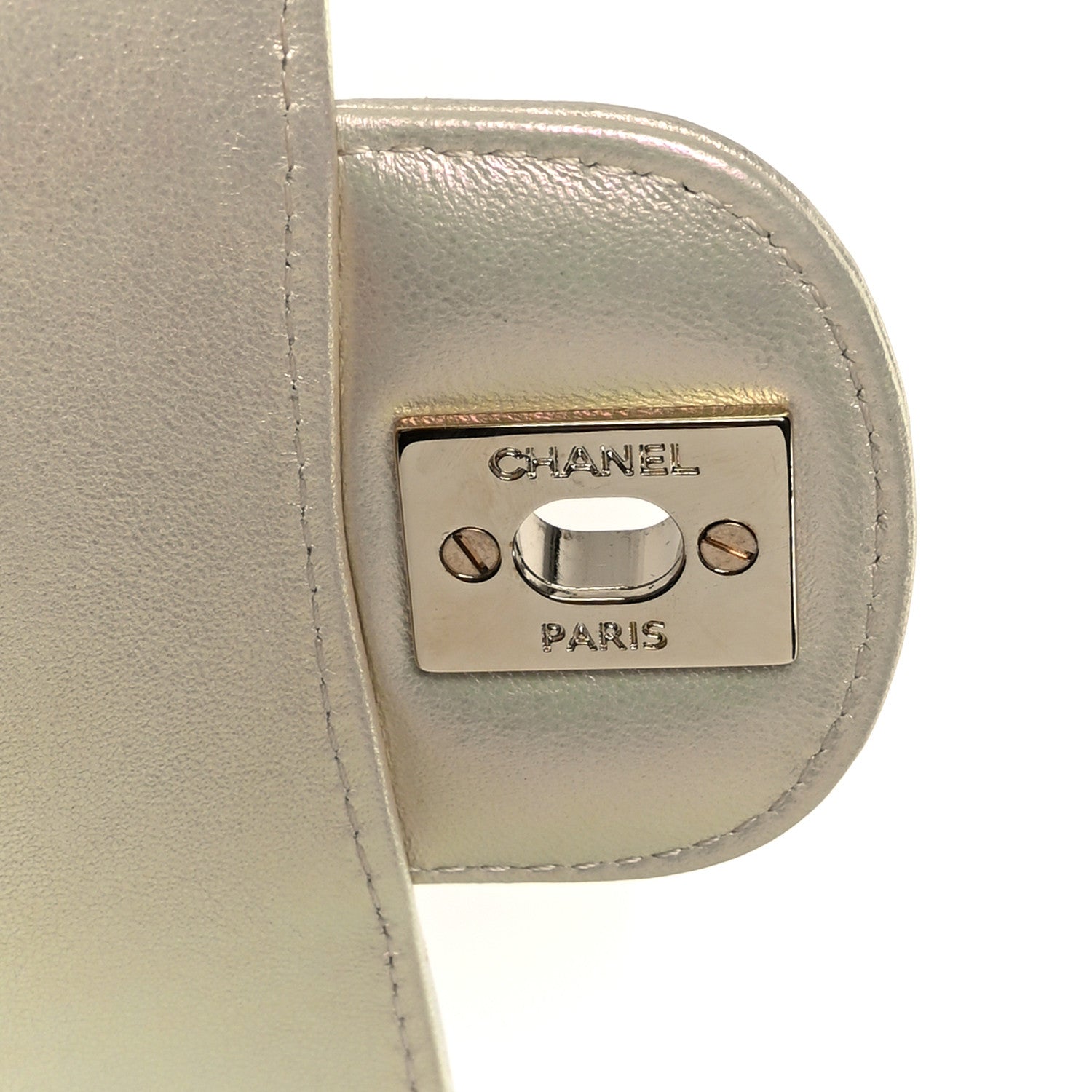 Chanel Iridescent Lambskin Quilted Medium Double Flap Ivory
