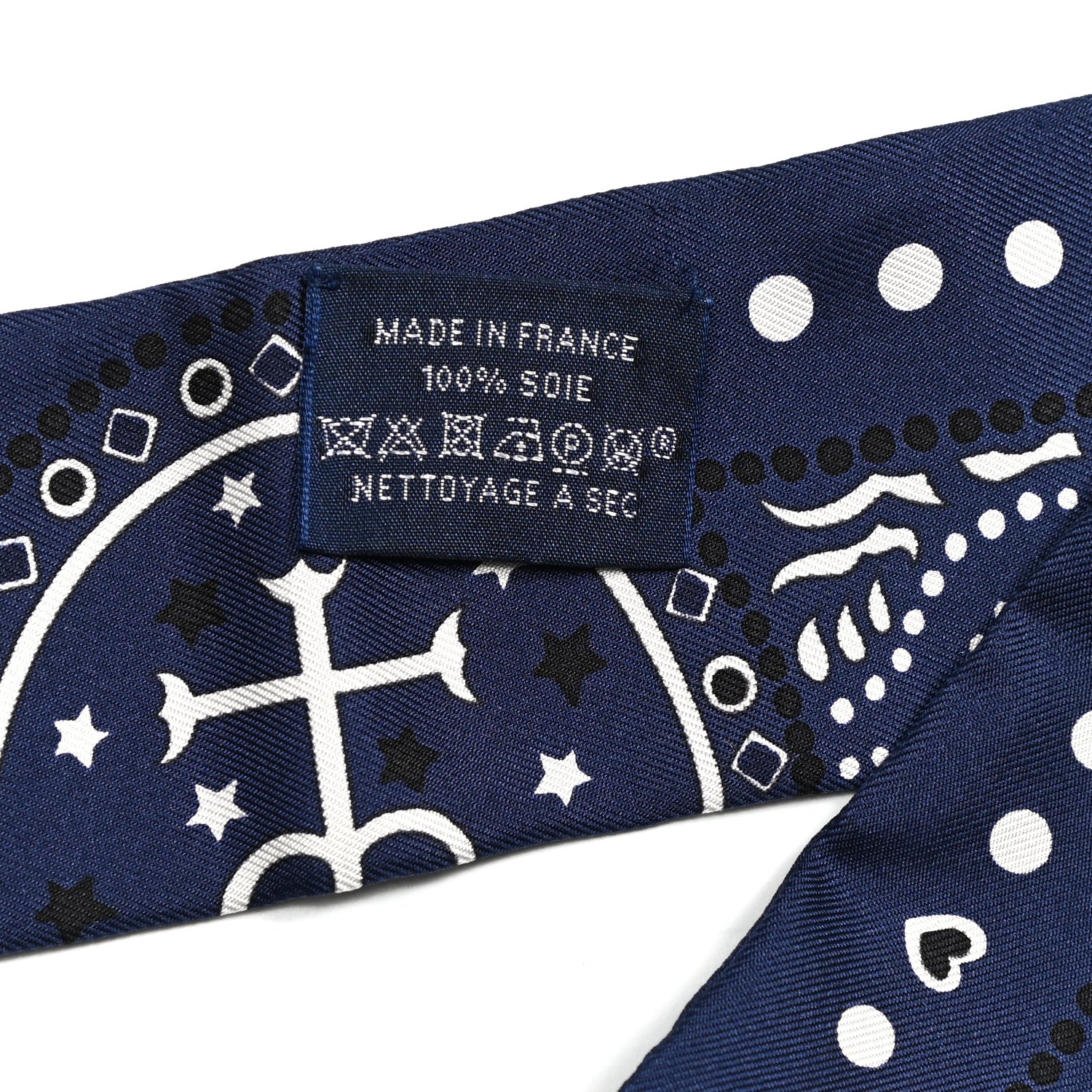 Hermes Silk Peuple Du Vent Bandana Twilly Marine White Black 8 of 10