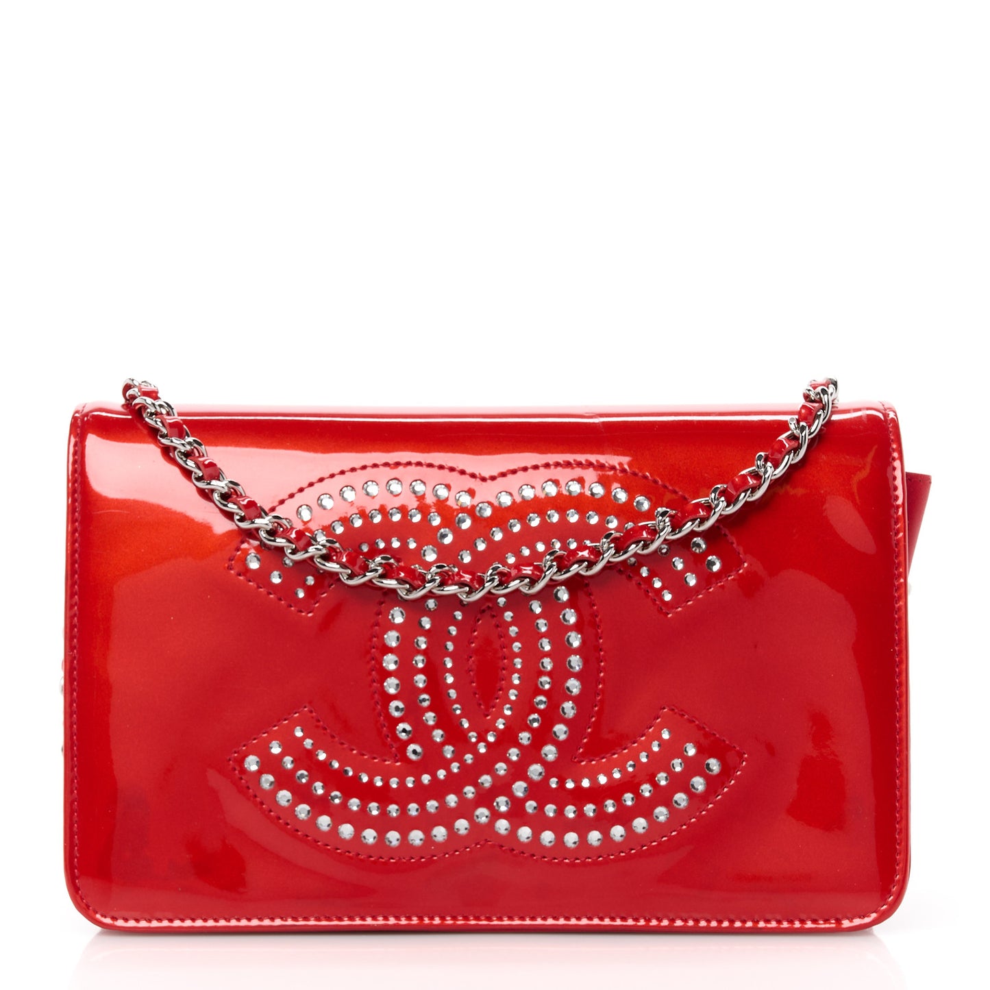 Patent Strass Wallet On Chain WOC Red