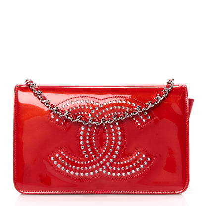 Chanel Patent Strass Wallet On Chain WOC Red 1 of 11