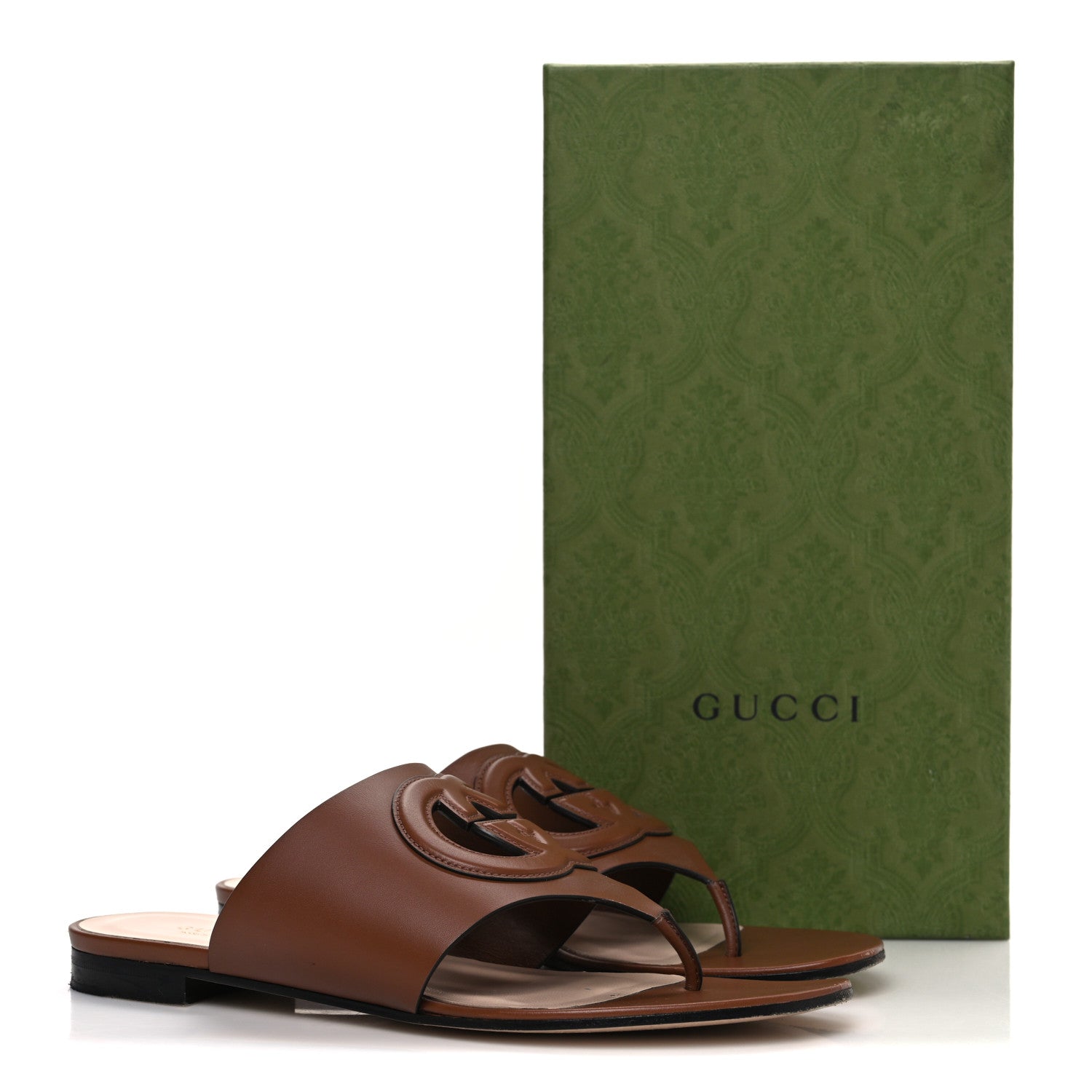 Gucci Sierra Calfskin Interlocking G Cut Out Thong Sandals 39 Cuir 11 of 11