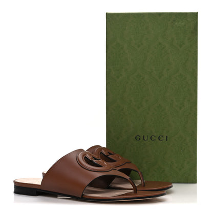 Gucci Sierra Calfskin Interlocking G Cut Out Thong Sandals 39 Cuir 11 of 11