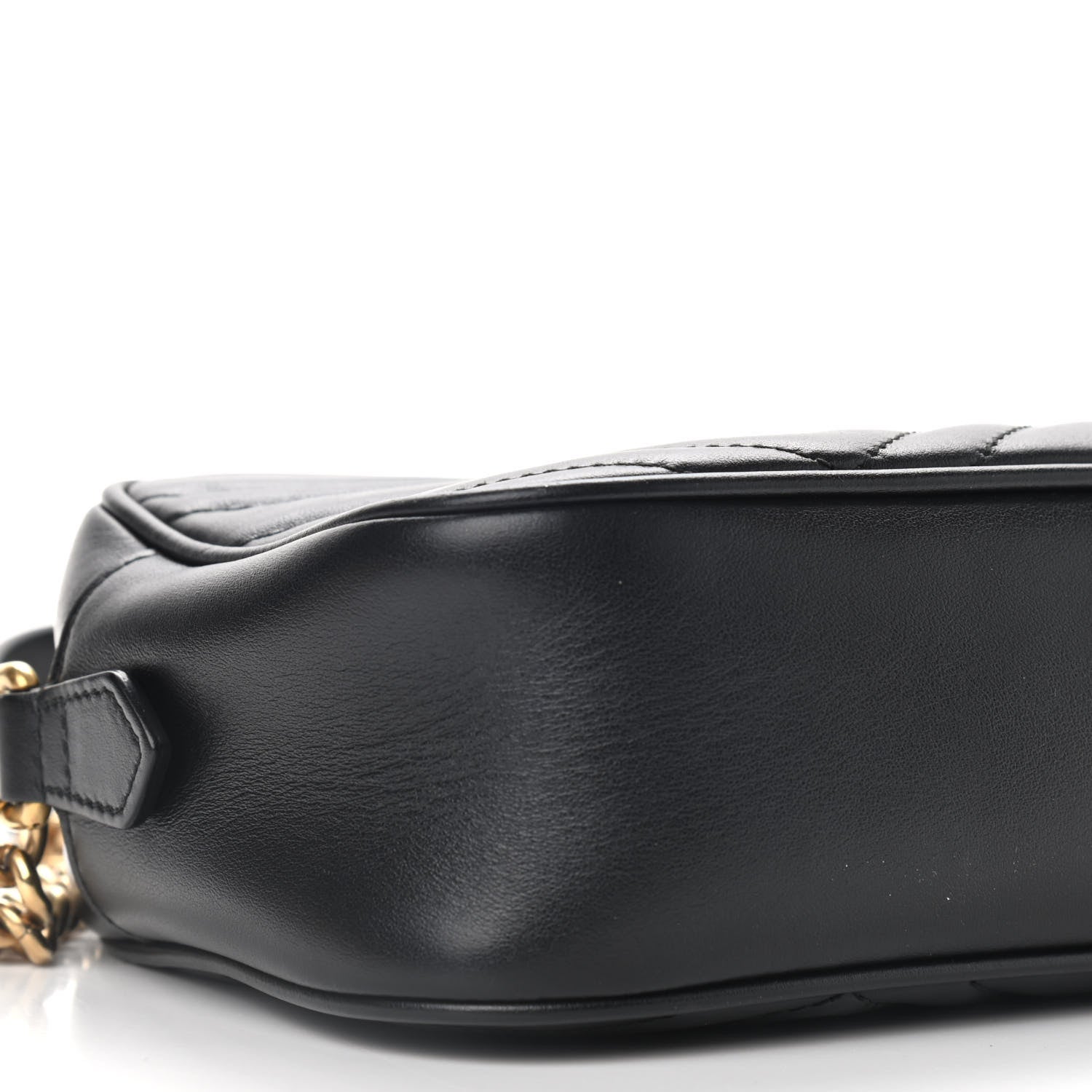 Gucci Calfskin Matelasse Small GG Marmont Chain Shoulder Bag Black 9 of 10